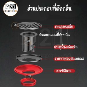 ที่ดักกลิ่นท่อ1.5-2.5นิ้วหัวตะแกรงสแตนเลส ประกอบด้วย